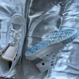 Converse Kids High-Top Sneakers - White, Gray, and Red